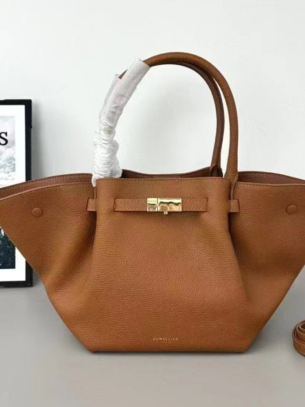 Brown Demellier Midi New York Leather Tote